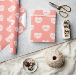 Papel De Presente Feliz dia dos namorados Corações rosa XOXO