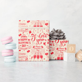 Papel De Presente Feliz Dia dos Namorados Cupido Coração Flechas Pre