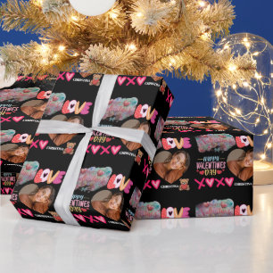 Papel De Presente Feliz Dia dos Namorados Moderno com Foto de um Cor