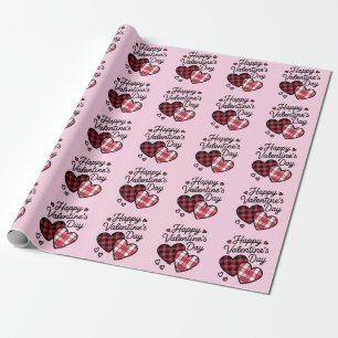 Papel De Presente Feliz Dia dos Namorados Xadrez-leopardo Amor Coraç