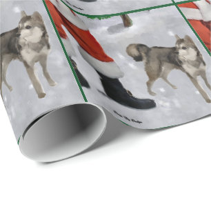 Papel De Presente Feliz do Alasca do Natal de Klee Kai