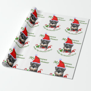 Papel De Presente Feliz do Natal do Schnauzer diminuto