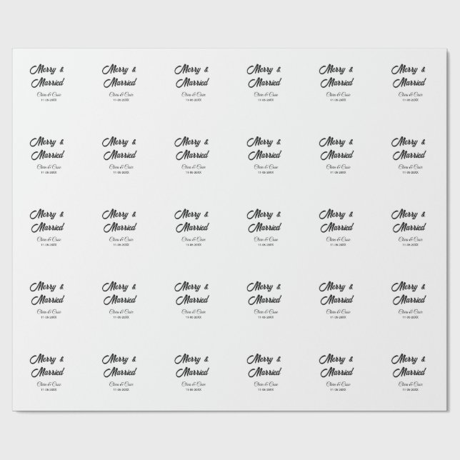 Papel De Presente Feliz e adicionar casal casado Nome data feriadoCh (Aberto)