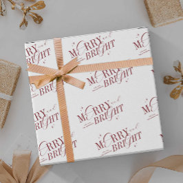 Papel De Presente Feliz e Bright Red Elegante Script Moderno Natal