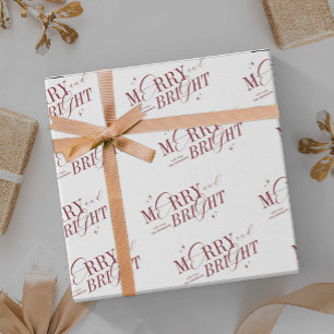 Papel De Presente Feliz e Bright Red Elegante Script Moderno Natal