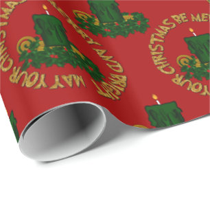 PAPEL DE PRESENTE FELIZ E BRILHO,TRAVAGEM DE NATAL VERDE