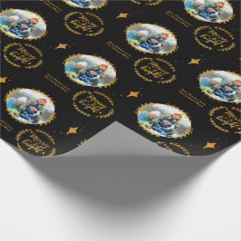Papel De Presente Feliz e Brilho w. Foto personalizada - Dourado e p