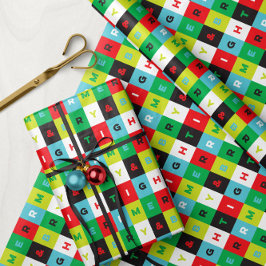 Papel De Presente Feliz e quadrados brilhantes do padrão colorido do