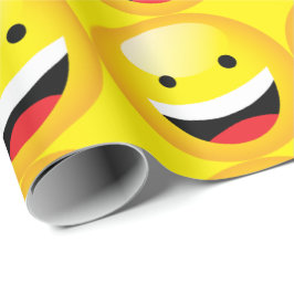 Papel De Presente Feliz Emoji Rindo do Símbolo do Tempo da Festa do 