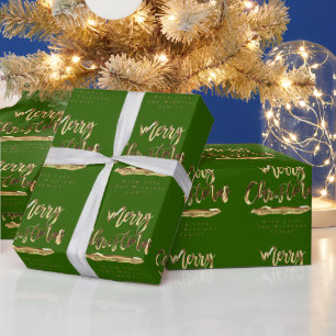 Papel De Presente Feliz Feliz ano novo de Natal Elegante Dourado Ver