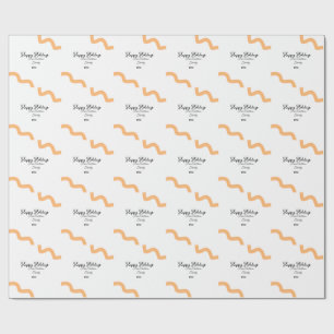 Papel De Presente Feliz feriado nome laranja negro data ano espiral