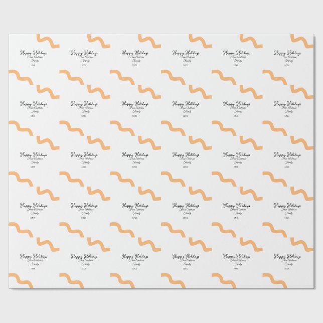 Papel De Presente Feliz feriado nome laranja negro data ano espiral (Aberto)