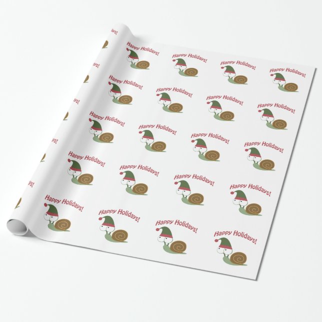 Papel De Presente Feliz Feriados! Snail Elf (Desenrolado)