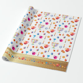 Papel De Presente Feliz Festa de Chanucá, bela decoração