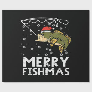 Papel De Presente Feliz Fishmas Peixe Pescaria Natal