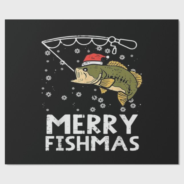 Papel De Presente Feliz Fishmas Peixe Pescaria Natal  (Aberto)