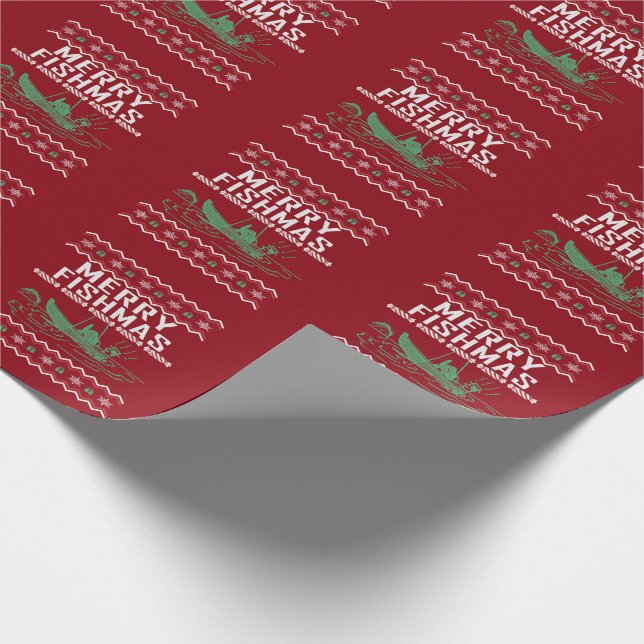 Papel De Presente Feliz Fishmas Pescar Suéter de Natal Feio (Ponta)