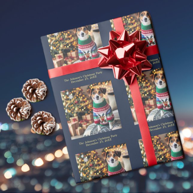 Papel De Presente Feliz Foto de Natal (Merry Christmas Photo Wrapping Paper)