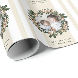 Papel De Presente Feliz Fúria de Natal com Stripes e Foto