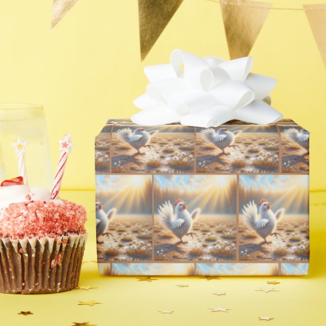 Papel De Presente Feliz Galinha Dançando Na Sujeira (Festa de aniversário)