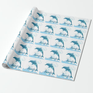 Papel De Presente Feliz golfinho salpicante com bolhas
