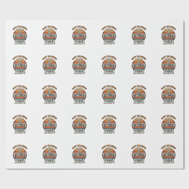 Papel De Presente Feliz Halloween 31 Outubro Design de Fantasma Vint (Aberto)