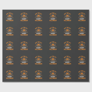 Papel De Presente Feliz Halloween Abóboras Guloseimas Desenho Vetori