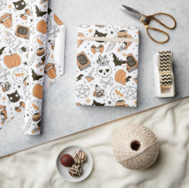 Papel De Presente Feliz Halloween Fofo e Assustador