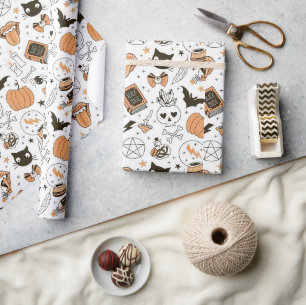 Papel De Presente Feliz Halloween Fofo e Assustador