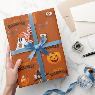 Papel De Presente Feliz Halloween Ghost Pumpkin