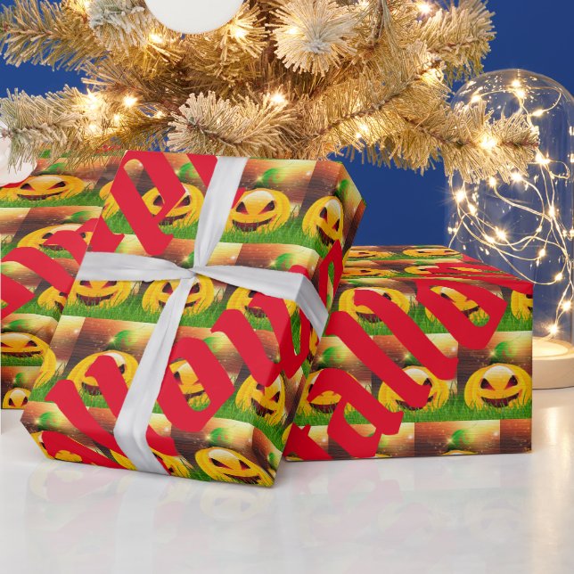 Papel De Presente Feliz Halloween, Hora da Festa Spooky (Feriados)