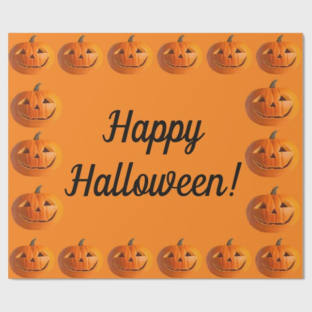Papel De Presente Feliz Halloween Jack-O-Lanterns Wrappaper (Aberto)
