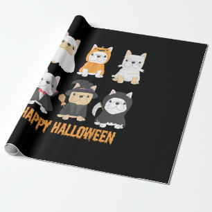 Papel De Presente Feliz Halloween Pug Dogs Cute Bulldog Francês