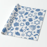 Papel De Presente Feliz Hanukkah Blue Star de David Menorah Wrappin<br><div class="desc">Feliz Hanukkah,  velas,  estrela de David,  Menorah,  papel de embrulho de padrão azul.</div>