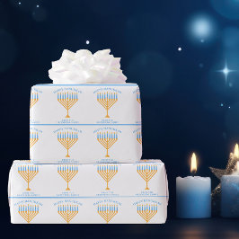 Papel De Presente Feliz Hanukkah Cute Personalizável Menorah