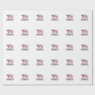 Papel De Presente Feliz Hanukkah Dachshund Menorá Camisa de Cachorro