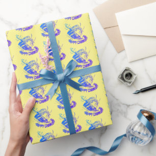 Papel De Presente Feliz Hanukkah dreidel Wrappaper