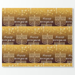 Papel De Presente Feliz Hanukkah Menorah<br><div class="desc">Celebre oito dias e oito noites do Festival das Luzes com cartões e presentes de Chanucá. O festival de luzes está aqui. Acenda a menorah,  brinque com o sonho e o banquete em latas e suganínos. Celebre o espírito de Chanucá com amigos,  familiares e entes queridos desejando-lhes Feliz Chanucá.</div>