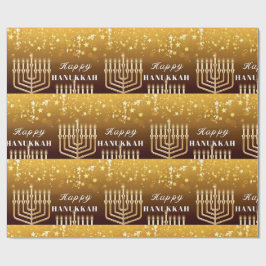 Papel De Presente Feliz Hanukkah Menorah