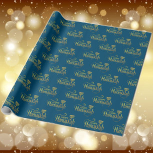 Papel De Presente Feliz Hanukkah Menorah Wrappaper