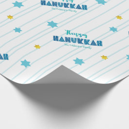 Papel De Presente Feliz Hanukkah Moderna Tipografia Dourada Nome das