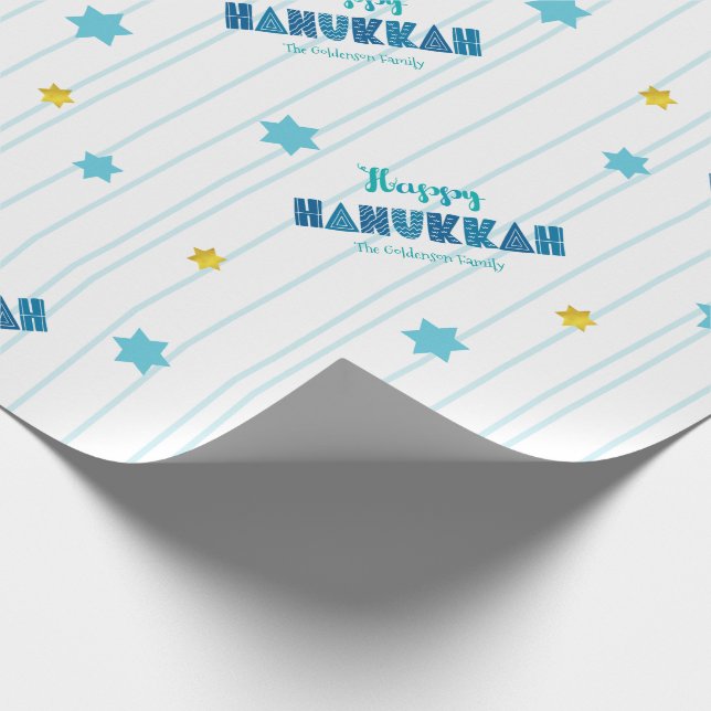Papel De Presente Feliz Hanukkah Moderna Tipografia Dourada Nome das (Ponta)
