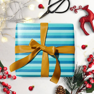 Papel De Presente Feliz Hanukkah   Padrão Listrado Azul e Turquesa