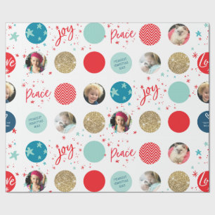 Papel De Presente FELIZ HOLIDAYS foto spot alegria ama paz ouro verm