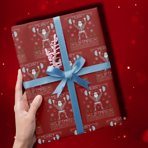 Papel De Presente Feliz Liftmas Feia de Natal Vermelho
