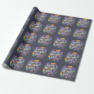 Papel De Presente Feliz mardi gras Meowdi