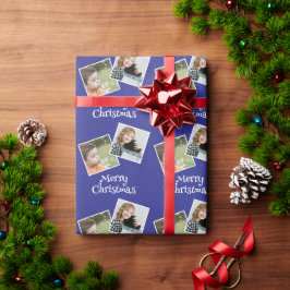 Papel De Presente Feliz Natal 2 fotos e estrelas personalizadas