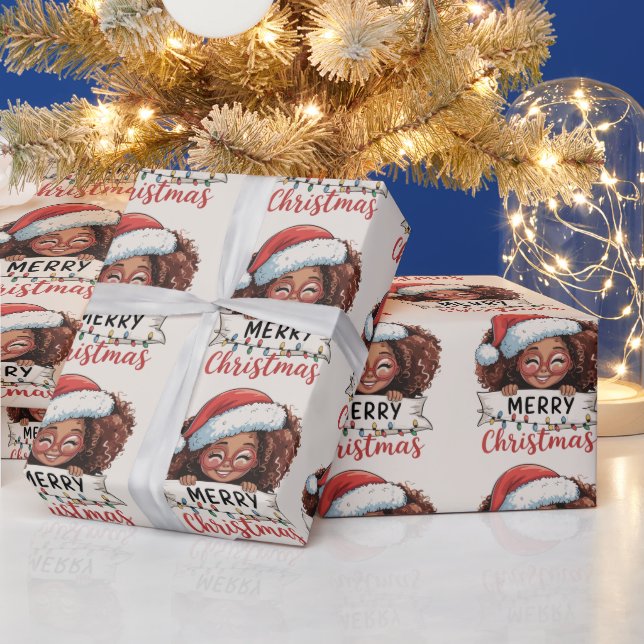 Papel De Presente Feliz Natal Afro-Americano Preto Africano  (Feriados)