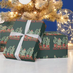 Papel De Presente Feliz Natal Amante de Cactus Natal Cowboy Planta