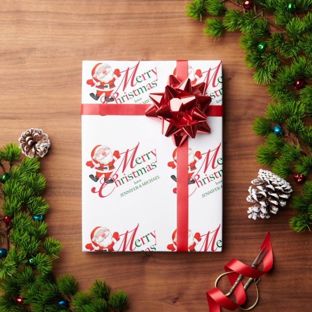 Papel De Presente Feliz Natal Amor com Papai Noel (Presente de Natal)